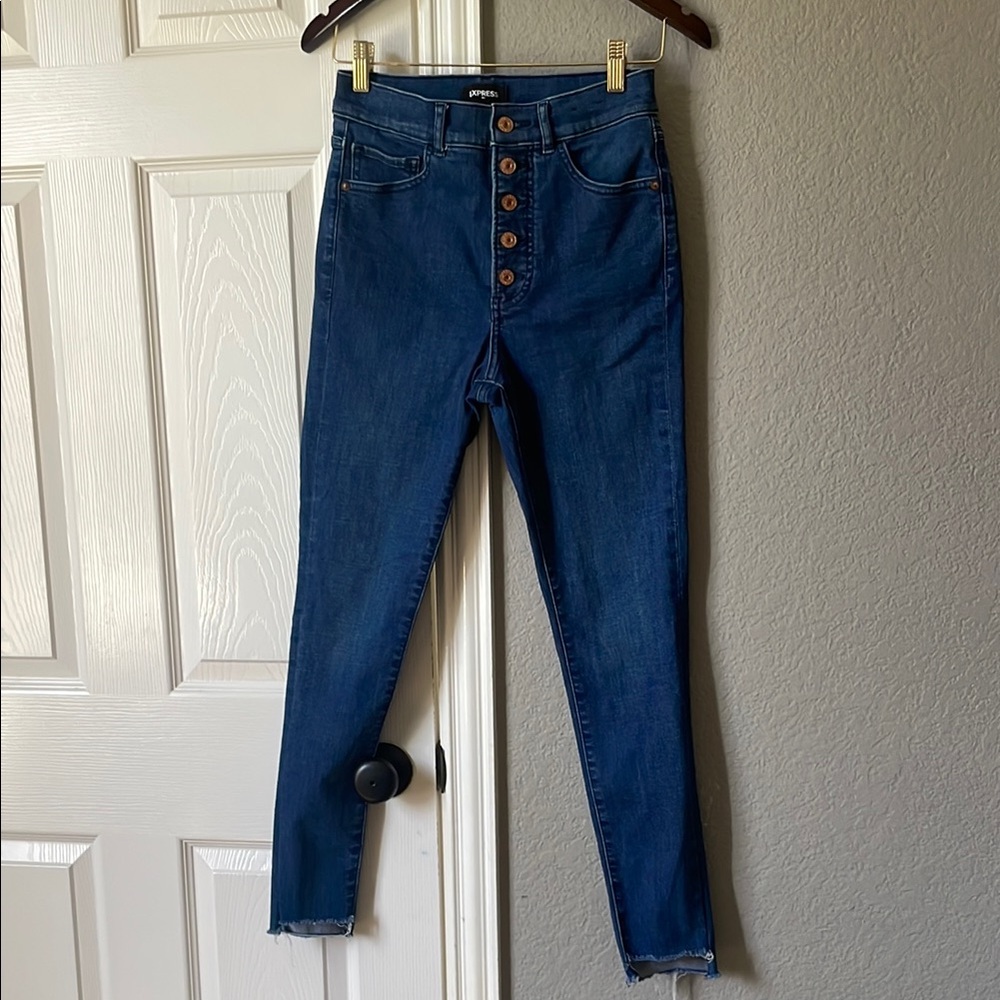 Express Blue High Rise Jeans Slim Fit